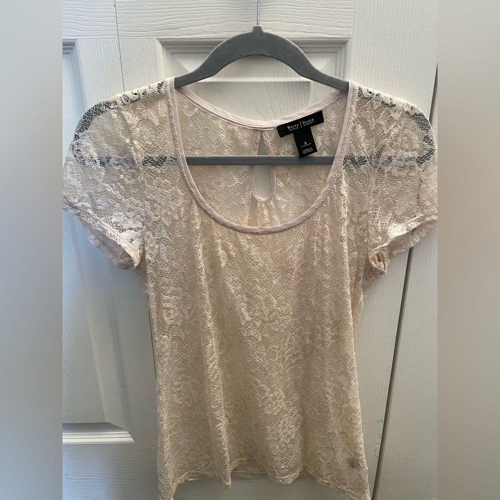 WHBM Ivory Lace Top Size Small